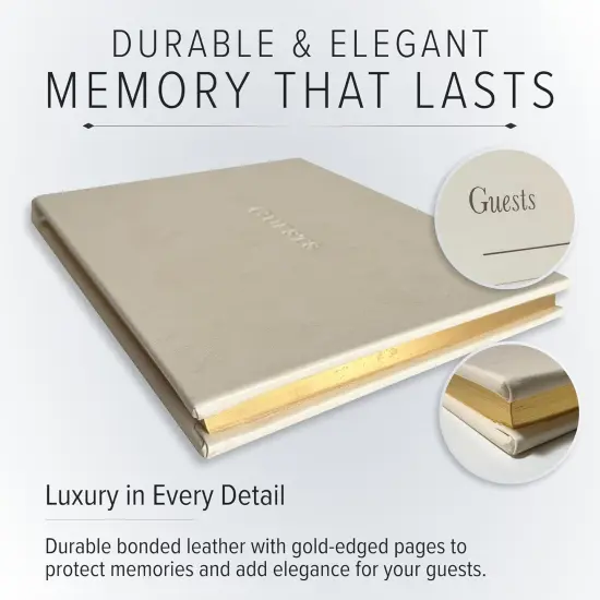 Gallery Leather Guest Book Special Events, add Photos, 192 Lined Pages, Bonded Leather, Hardcover, Gold-Gilded, Guestbook Acadia Lime {6}