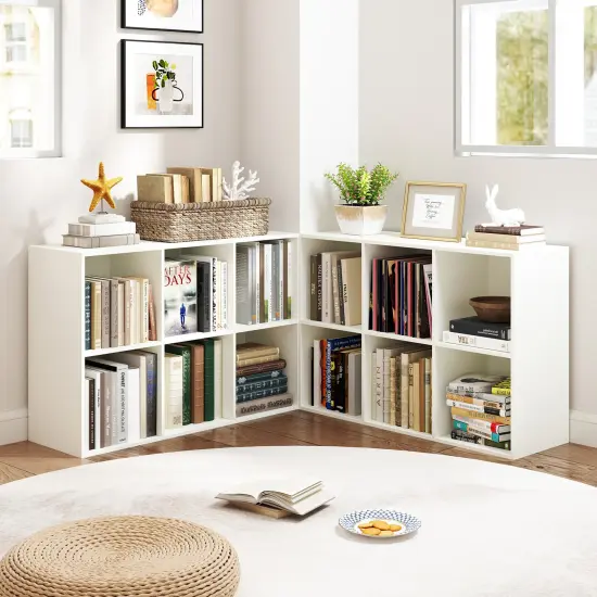 White 6-Cube Storage Organizer Shelf Engineered Wood Bookcase for Living Room or Bedroom {6}
