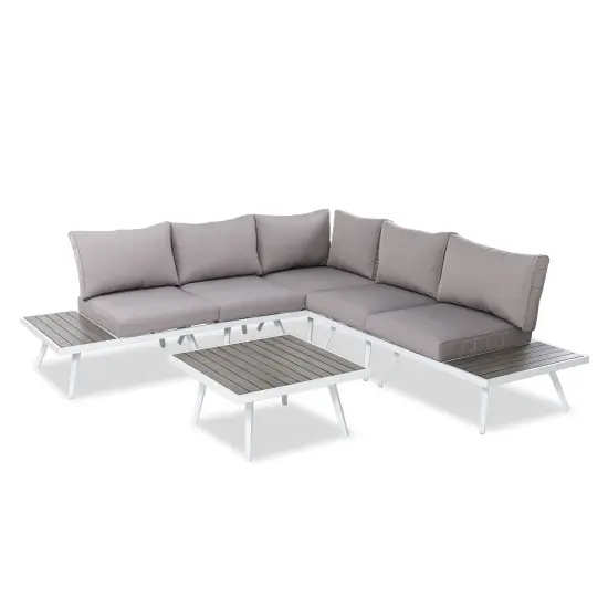 Outdoor Aluminum Sectional Sofa Set with Cushions {6}