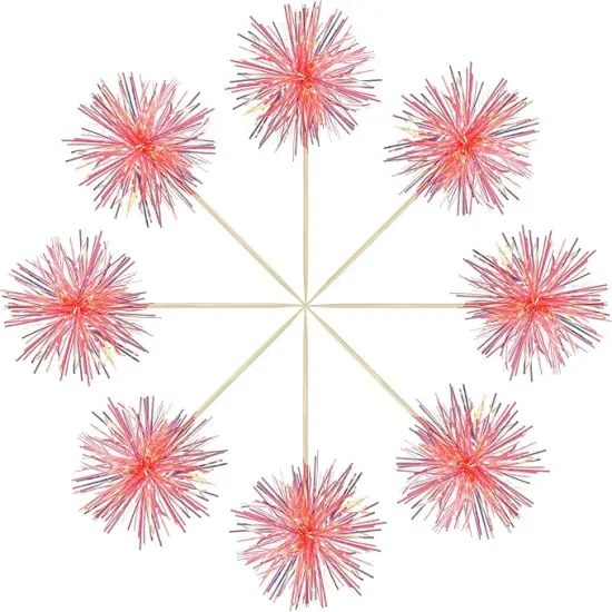 30Pcs Foil Firework Cupcake Toppers Sparkle Tinsel Cake Toppers Tinsel Drink Cake Decoration Cocktail Picks for Birthday Wedding Graduation Party Supplies Laser Orange {3}