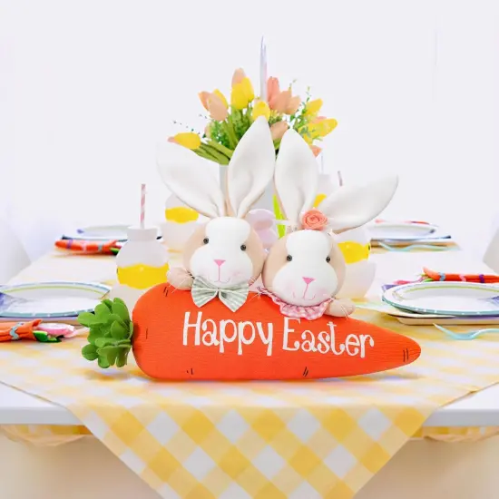 Easter Decorations Happy Easter Bunny Ornaments Figurine Handmade Table Spring Home D&eacute;cor Cute Rabbit Tabletop Farmhouse Gifts Office Party Supply {5}
