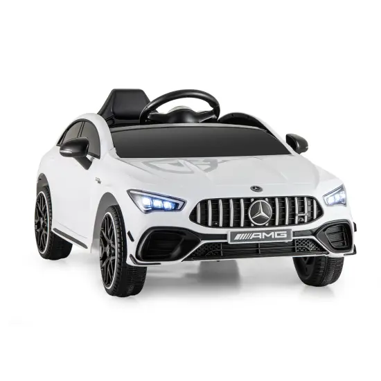 12V Mercedes-Benz AMG CLA 45 Kids Ride-On Car with Remote Control & LED Lights White {1}