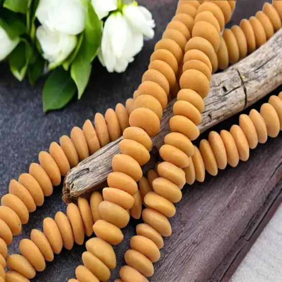 13~15mm Sunflower Yellow Recycled African Glass Heishi Beads {4}