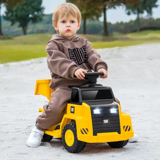 Yellow Electric 6V Licensed Caterpillar Construction Ride-On Vehicle with One-Button Start {3}