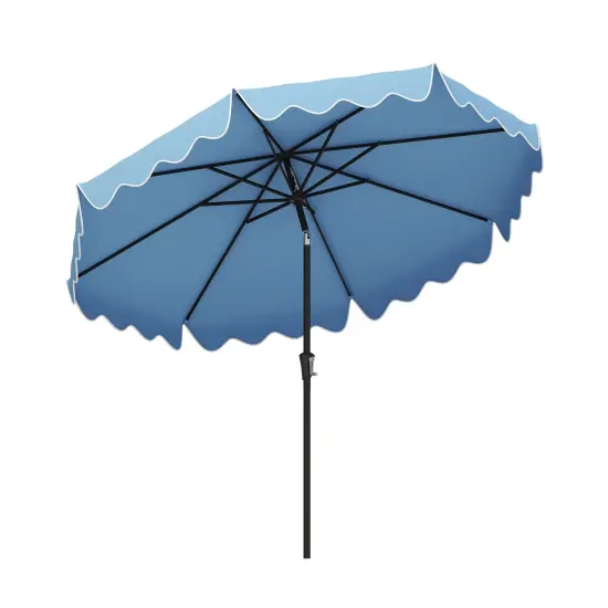 9 Feet Patio Umbrella with Crank Handle and Push Button Tilt-Navy {1}