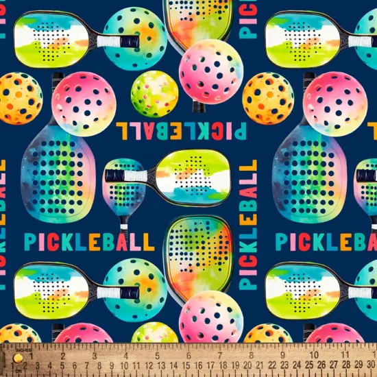 Sports Play Pickleball Digital Cotton Print Fabric| By The Yard | Sewing and Crafting | 44 inches wide {2}