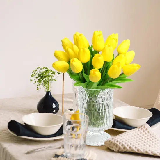 20pcs Fake Tulip Flowers Stem -Yellow {4}