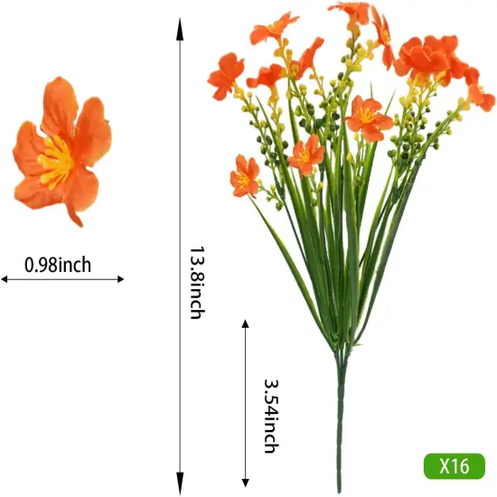 8 Pcs Fall Artificial Outdoors Flowers (Orange) {5}