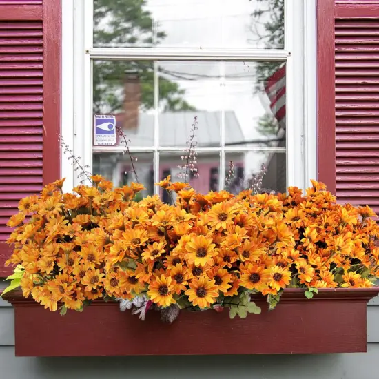 7 Bundles Artificial Fall Mum Flowers (Orange) {3}