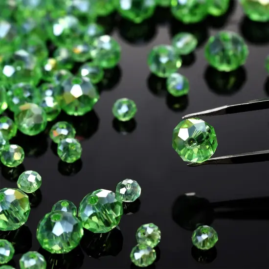 600 Pcs Crystal Glass Beads for Jewelry Making Bulk Faceted Gemstone Rondelle Loose Beads for Bracelet DIY Crafts 8 mm, 6 mm, 4 mm(Green) {5}