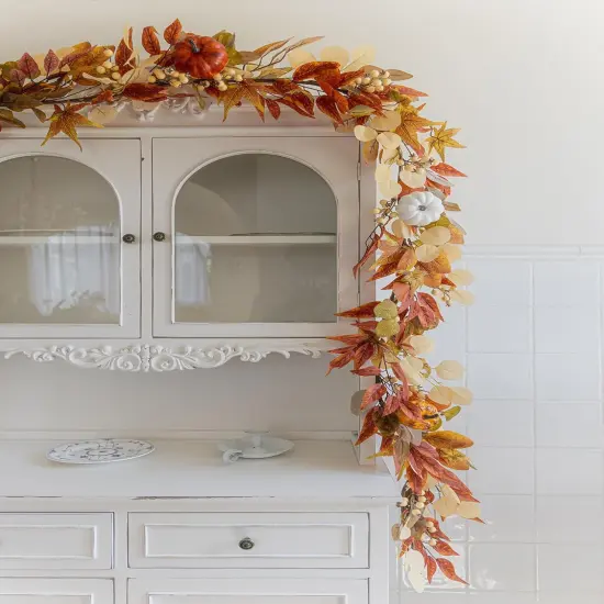 Thanksgiving Decorations -6.8FT Fall Garland Maple Leaf {5}
