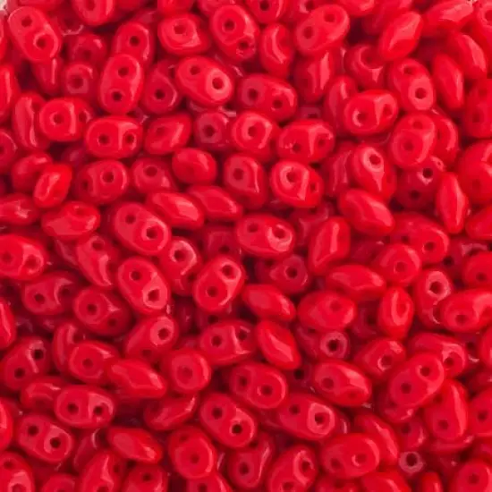 Matubo 2-Hole Czech Glass Opaque Superduo Beads, 100g Opaque Coral Red {1}