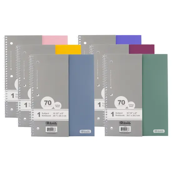 BAZIC Notebook Spiral C/R 1-Subject Morandi Poly Cover 70 Ct. {1}