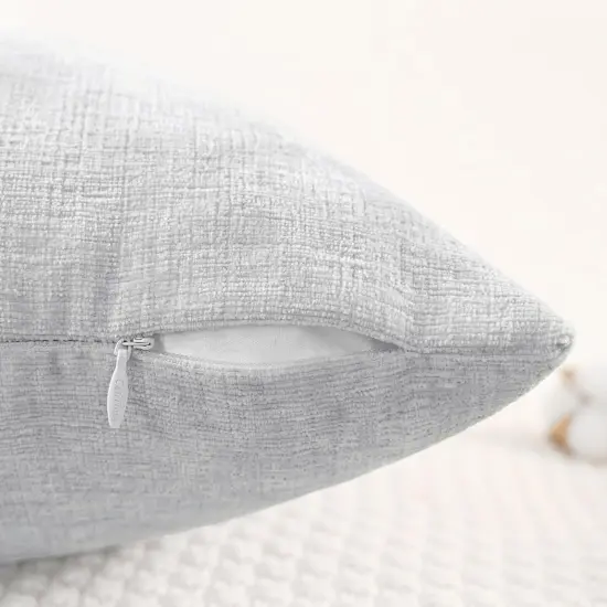 Throw Pillow Covers Decorative 20 X 20 Inches Pack of 2 Cozy Chenille Cushion Cases for Couch Sofa Bed Living Room Home Moonbeam Gray {3}