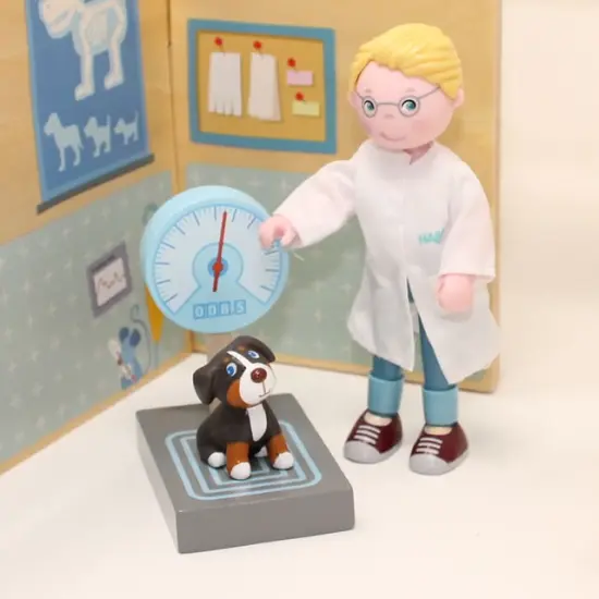 HABA Little Friends Dad Andreas 4.5" Dollhouse Toy Figure with Removable Coat (Doctor, Veterinarian, Scientist) Multicolor {7}