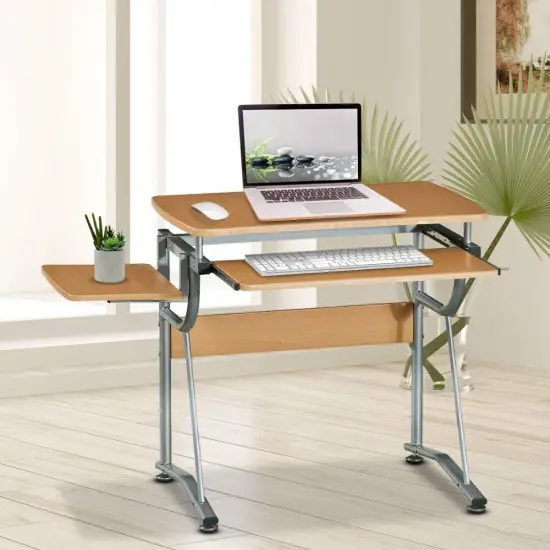 Light Cherry Compact Contemporary Computer Desk with Slide-Out Keyboard {3}
