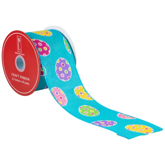 Northlight Blue Easter Egg Spring Wired Craft Ribbon 2.5" x 10 Yards {7}