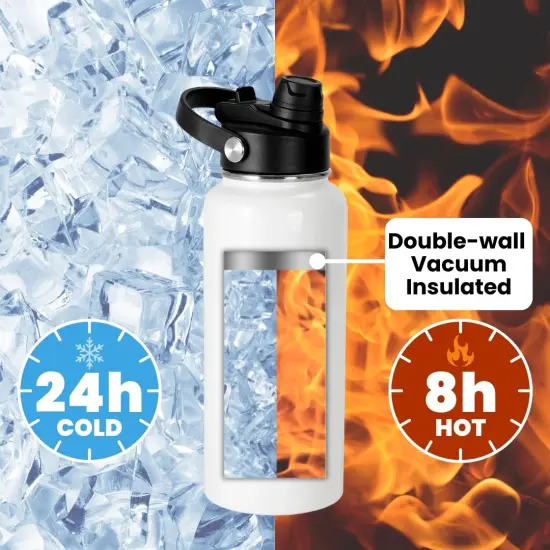 Makerflo 32 oz Sublimation Hydro Water Bottle with 2-in-1 Lid | Craft-Ready for DIY Gifts & Personalization (Sublimation, Epoxy, UV DTF, Vinyl, and Laser Engraving) {11}