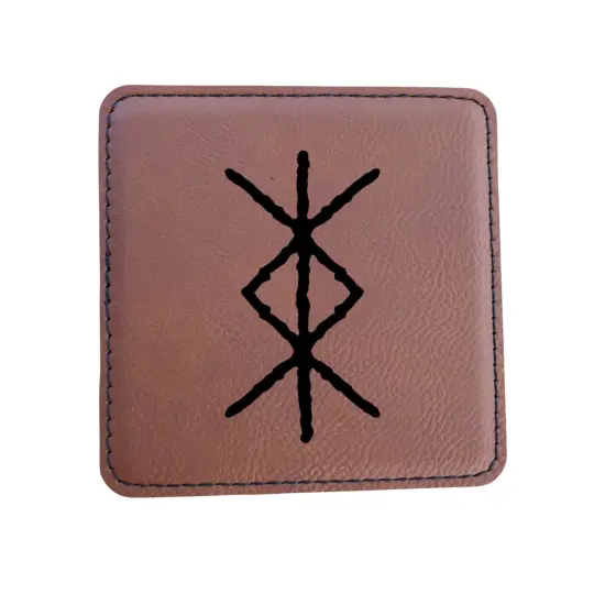 Coaster - Viking Protection Rune - SET OF 2 - Leather or Stitched Cork Stitched Cork/Black {5}