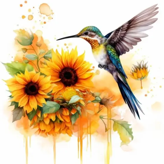 Diamond Painting Kits for Adults Hummingbird Sunflower, 5D DIY Diamond Art Kits for Beginners Round Full Drill Diamond Painting for Home Wall Decoration Gift 12&times;12inch, Bird {1}