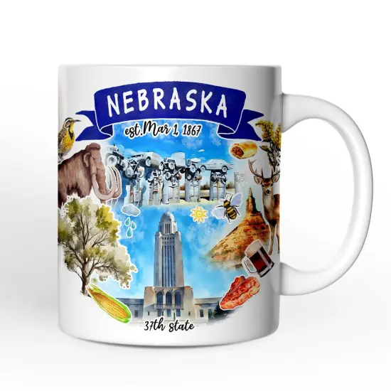 Artistic Nebraska State Themes and Landmarks Mug {4}
