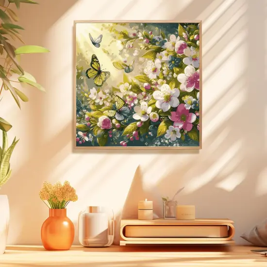 Paint by Numbers Kit for Adults Beginner, Flowers Butterfly Adult Paint by Number Kits on Canvas, Colorful Flowers DIY Acrylic Oil Number Painting Kits for Home Decor Gift 16"x16" {2}