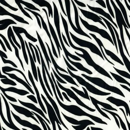 1 Yard Satin Stretch Zebra Animal Print Fabric, 58&Prime; Wide Polyester Spandex Blend IVORY/BLACK {1}