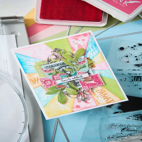 Sizzix A5 Clear Stamps W/Framelits Dies By 49 And Market-Build-A-Burst Artsy Lace Mix {4}