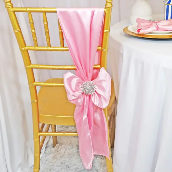 10 Pieces Pink Luxury Satin Chair Ties, 8"x108" Party Accessories {2}