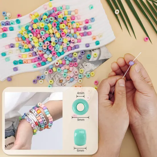 MIIIM 1000PCS 6x9mm Pony Beads Bulk, Pastel Pony Beads for Bracelets Making Kit, Kandi, Hair Braids Crafts for Jewelry Making (Macaroon) {6}