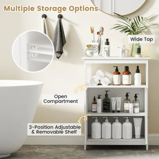 Freestanding Bathroom Storage Cabinet with Open Compartment and Adjustable Shelf White {6}