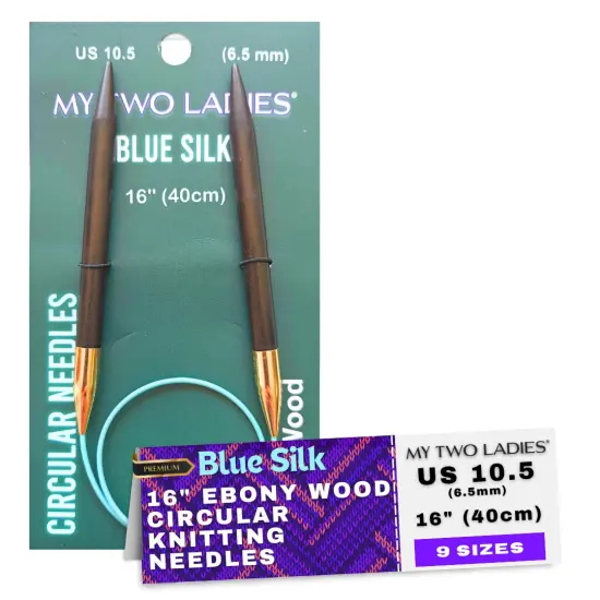 Blue Silk | 16" Circular Knitting Needles | Ebony | 9 Sizes {1}