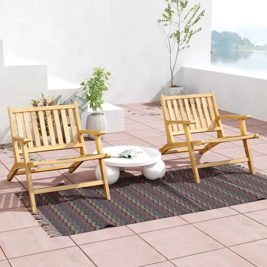 Teak Wood Outdoor Reclining Chair with Comfortable Backrest and Armrests {4}