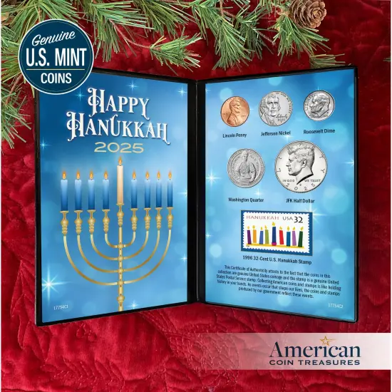 2025 Hanukkah Stamp and Coin Collectible Greeting Card {5}