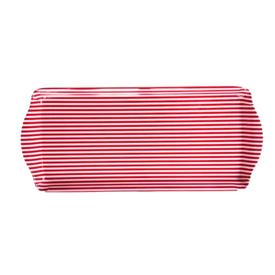 Holiday/Christmas Red Stripe Melamine Tray Festive Serving Platter for Snacks, Appetizers & Desserts {1}