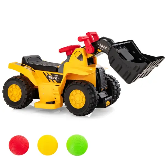 6V Kids Ride On Bulldozer with Folding Basketball Hoop and Balls {1}