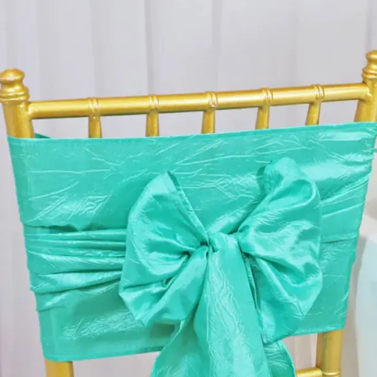 10 Pieces Elegant 9.5 by 108 inch Crushed Taffeta Chair Sashes Tiff Blue or Aqua Blue {5}