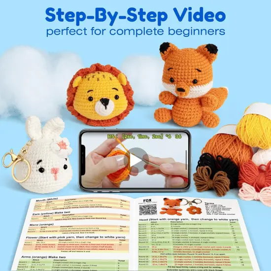 3PCS Animal Crochet Kit for Beginners {3}