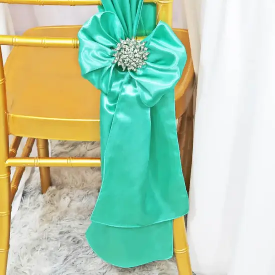 10 Pieces Satin Chair Sashes 8 by 108 inches Tiff Blue Or Aqua Blue {4}