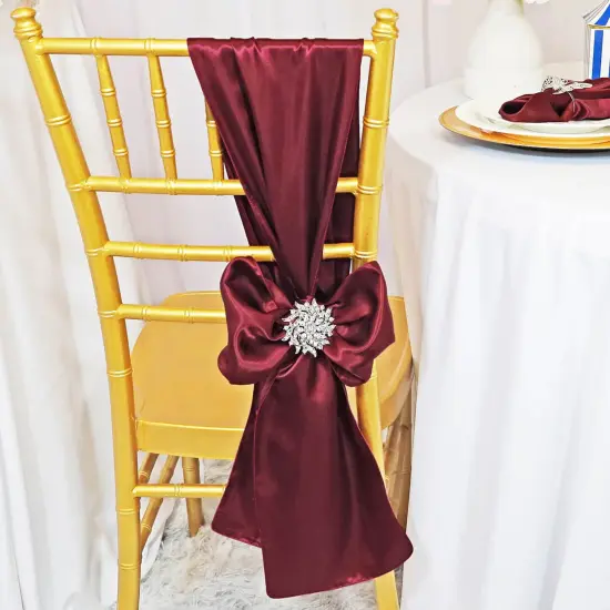 10 Pieces Burgundy Satin Chair Sashes Elegant 8"x108" Event Decor {2}