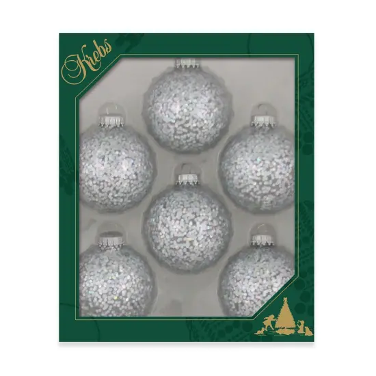 Silver Spangle 2 5/8" (67mm) Glass Ball Ornaments - Set of 6 {1}