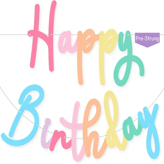 HOUSE OF PARTY Happy Birthday Banner | Cursive Birthday Sign for Party Decor, Backdrop {1}