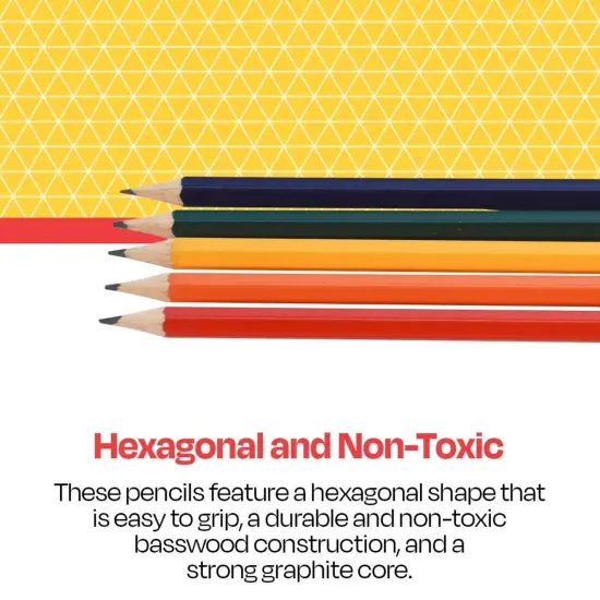 School Smart No 2 Pencils, Hexagonal with Latex-Free Erasers, Assorted Body Colors, Pack of 144 {6}