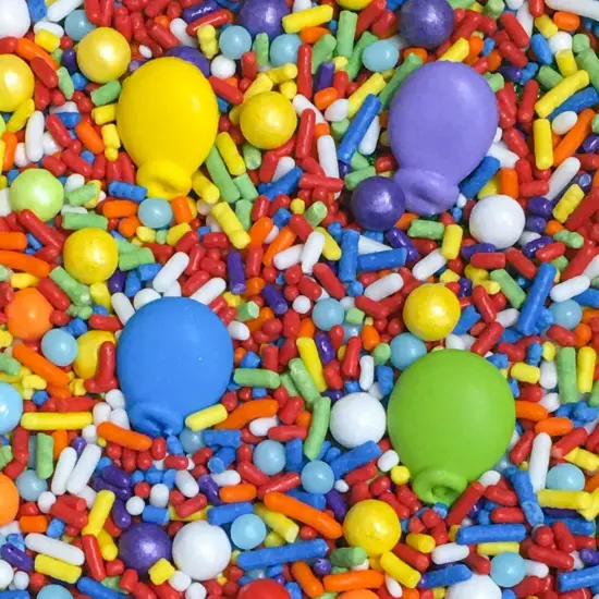 Edible Balloons Up Up and Away Cake Decoration Confetti Sprinkles Cake Cookie Cupcake IceCream Donut Jimmies Quins - 4oz {2}