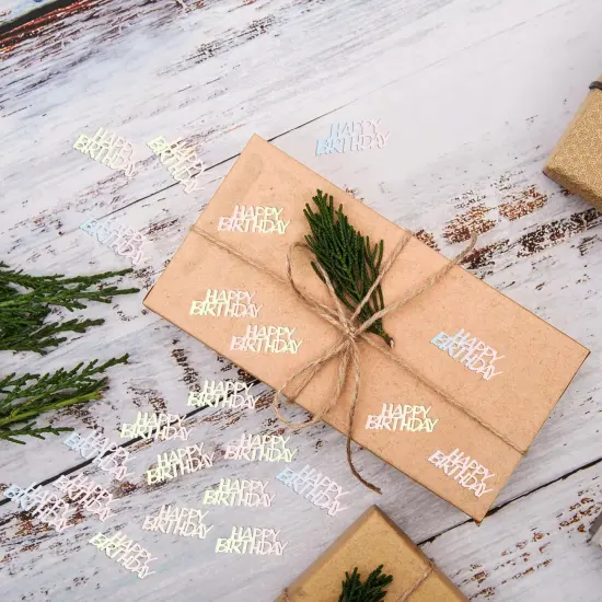 300pcs Happy Birthday Confetti, Glitter Birthday Table Confetti Iridescent Confetti Circle Letters Shape Birthday Party Decoration Scatters for Table Balloon DIY Crafting {5}