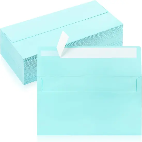 50 Pack #10 Business Envelopes, Light Blue Standard Envelopes Self Seal, Letter Size Business Mailing Envelopes for Checks Letters Invoices Statements Birthday Graduation Wedding, 4 1/8 x 9 1/2 Inch {1}