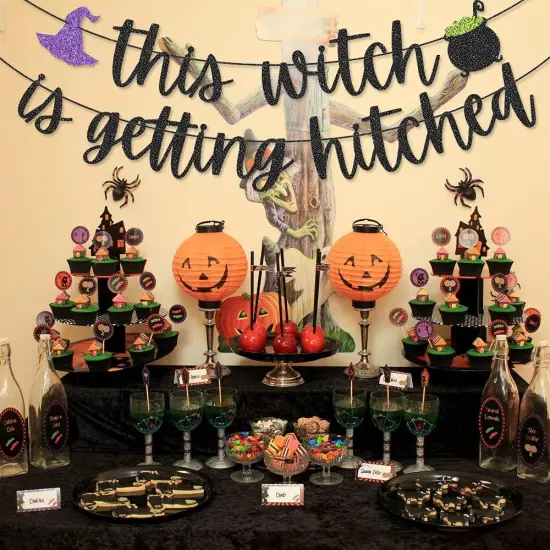 This Witch is Getting Hitched Banner for Halloween Bachelorette Party {4}