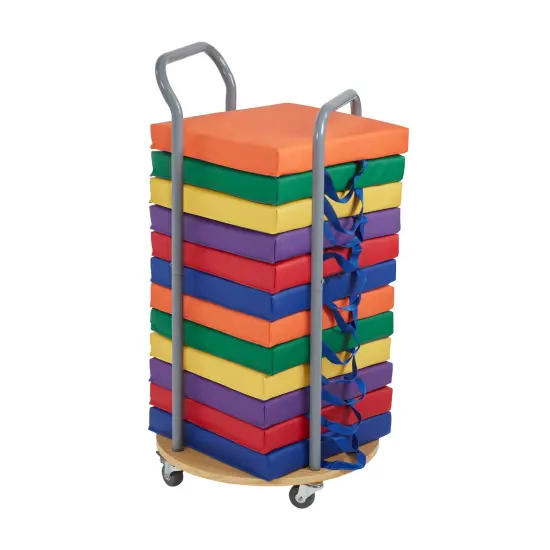 Mobile Cushion Cart and SoftZone Square Floor Cushions, Flexible Seating Assorted {1}