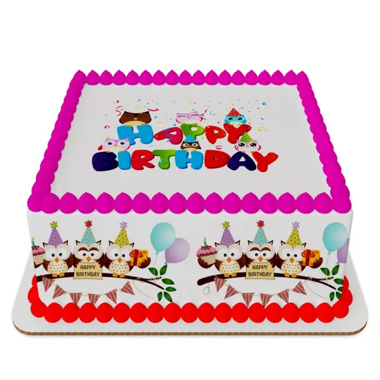 Happy Birthday Owls 1/4 Sheet Kit with Strips {1}