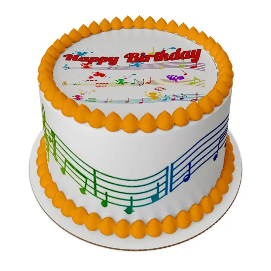 Happy Birthday Music 8 Inch Round Kit with Strips {1}